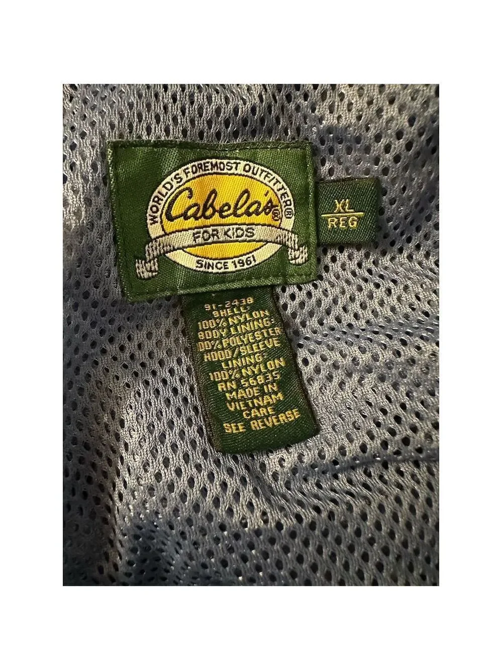 Cabela's Kids XL Blue Packable Hooded Rain Jacket Outdoor Travel